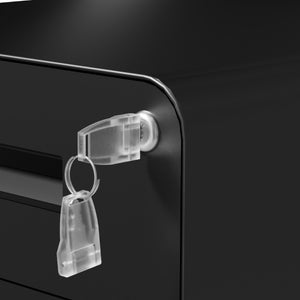 English Elm 3 Drawer Rolling Steel File Cabinet Locking Mobile Office Storage on Silent Casters Black T2398P544585