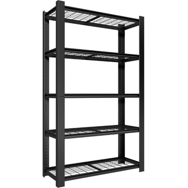 English Elm 78H Five Tier Steel Wire Shelving Unit Heavy Duty Garage Pantry Storage Rack Black T2398P544588