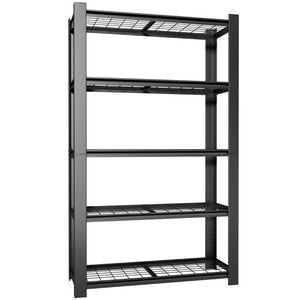 English Elm 78H Five Tier Steel Wire Shelving Unit Heavy Duty Garage Pantry Storage Rack Black T2398P544588