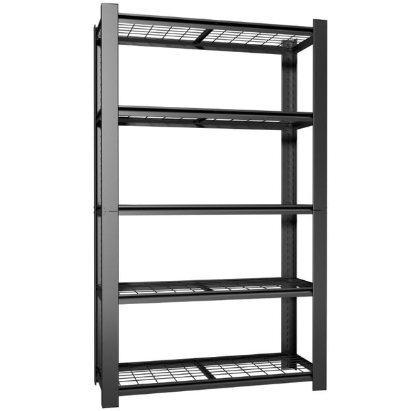 English Elm 78H Five Tier Steel Wire Shelving Unit Heavy Duty Garage Pantry Storage Rack Black T2398P544588