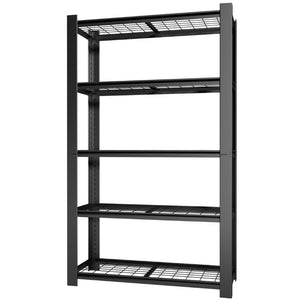 English Elm 78H Five Tier Steel Wire Shelving Unit Heavy Duty Garage Pantry Storage Rack Black T2398P544588