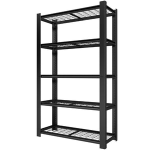 English Elm 78H Five Tier Steel Wire Shelving Unit Heavy Duty Garage Pantry Storage Rack Black T2398P544588