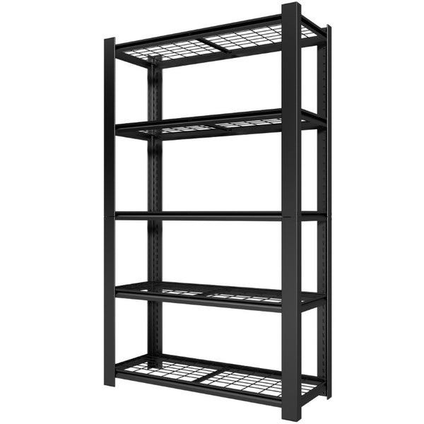 English Elm 78H Five Tier Steel Wire Shelving Unit Heavy Duty Garage Pantry Storage Rack Black T2398P544588