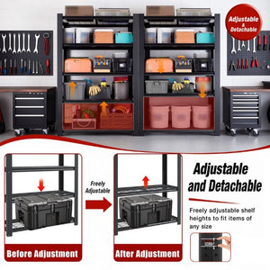 English Elm 78H Five Tier Steel Wire Shelving Unit Heavy Duty Garage Pantry Storage Rack Black T2398P544588