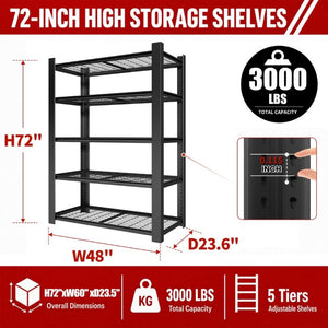 English Elm 72H Five Tier Heavy Duty Steel Wire Shelving Rack for Pantry Garage and Kitchen T2398P544589