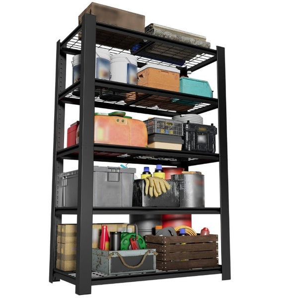 English Elm 72H Five Tier Heavy Duty Steel Wire Shelving Rack for Pantry Garage and Kitchen T2398P544589