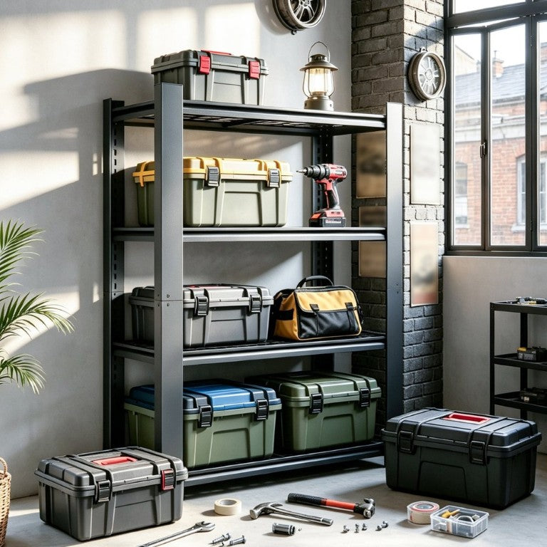 English Elm 60H Four Tier Heavy Duty Steel Mesh Shelving Unit Pantry Garage Kitchen Storage Rack T2398P544590