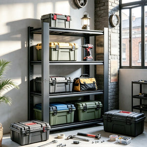English Elm 60H Four Tier Heavy Duty Steel Mesh Shelving Unit Pantry Garage Kitchen Storage Rack T2398P544590
