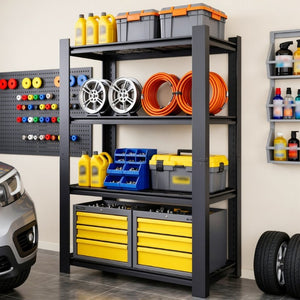English Elm 60H Four Tier Heavy Duty Steel Mesh Shelving Unit Pantry Garage Kitchen Storage Rack T2398P544590