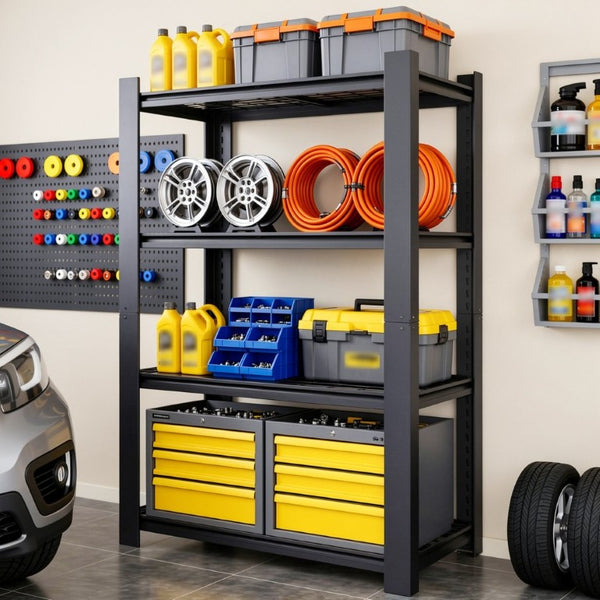 English Elm 60H Four Tier Heavy Duty Steel Mesh Shelving Unit Pantry Garage Kitchen Storage Rack T2398P544590