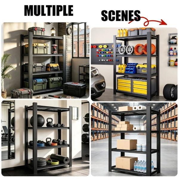 English Elm 60H Four Tier Heavy Duty Steel Mesh Shelving Unit Pantry Garage Kitchen Storage Rack T2398P544590