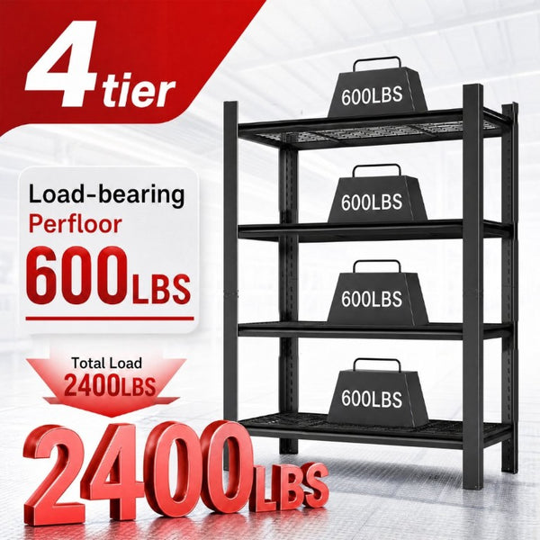 English Elm 60H Four Tier Heavy Duty Steel Mesh Shelving Unit Pantry Garage Kitchen Storage Rack T2398P544590