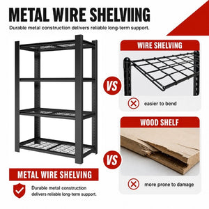 English Elm 60H Four Tier Heavy Duty Steel Mesh Shelving Unit Pantry Garage Kitchen Storage Rack T2398P544590