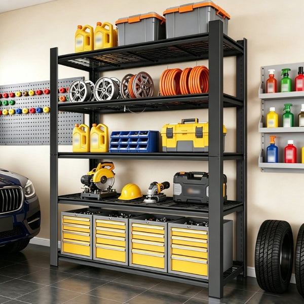 English Elm 72H Five Tier Steel Wire Shelving Rack 3000 Lb Capacity Pantry Garage Storage T2398P544591