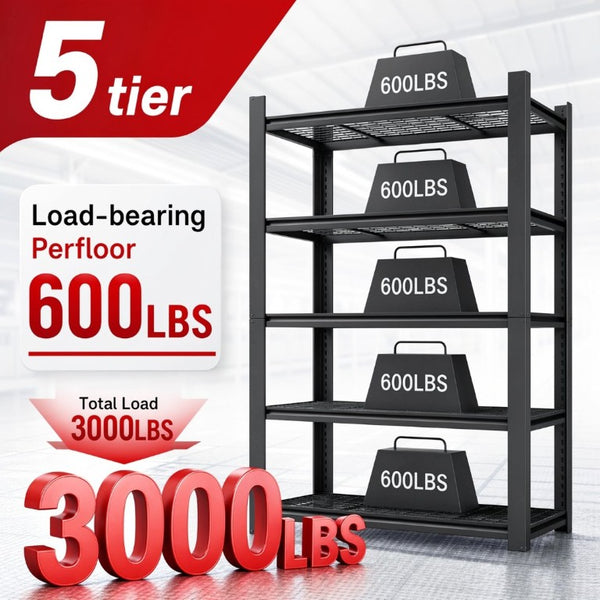 English Elm 72H Five Tier Steel Wire Shelving Rack 3000 Lb Capacity Pantry Garage Storage T2398P544591