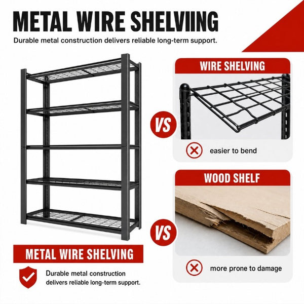 English Elm 72H Five Tier Steel Wire Shelving Rack 3000 Lb Capacity Pantry Garage Storage T2398P544591