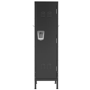 English Elm 55 Inch Steel Vertical Wardrobe Locker with Ventilated Door Lock and Side Hooks for Bedroom Black T2398P544592