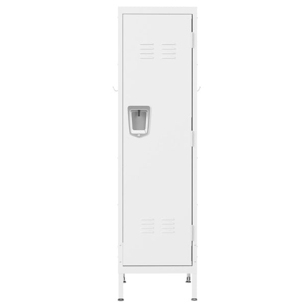 English Elm 55 Inch Steel Vertical Wardrobe Locker with Ventilated Door Lock and Side Hooks for Bedroom White T2398P544593