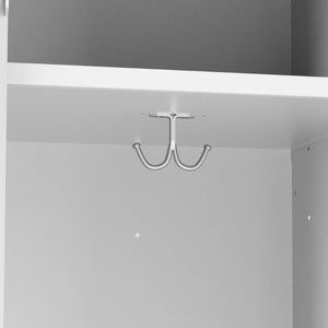 English Elm 55 Inch Steel Vertical Wardrobe Locker with Ventilated Door Lock and Side Hooks for Bedroom White T2398P544593