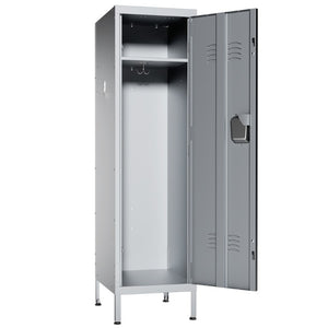 English Elm 55 Inch Steel Vertical Wardrobe Locker with Ventilated Door Lock and Side Hooks for Bedroom Gray T2398P544594