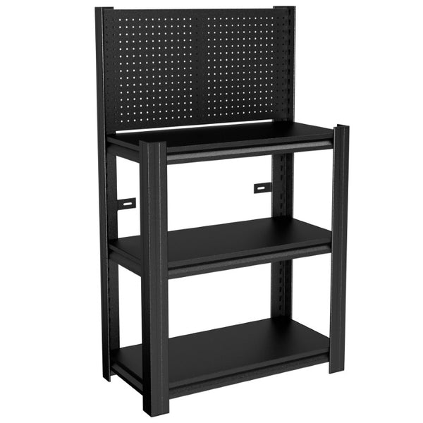 English Elm 3‑Tier Steel Shelving Rack with Pegboard Panel for Garage Workshop Basement Storage T2398P565485