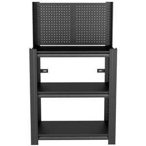 English Elm 3‑Tier Steel Shelving Rack with Pegboard Panel for Garage Workshop Basement Storage T2398P565485