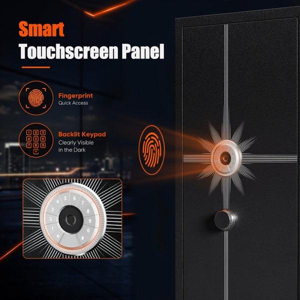 English Elm 8 Gun Steel Security Cabinet with Biometric Access Adjustable Racks and Alarm System T2398P565486