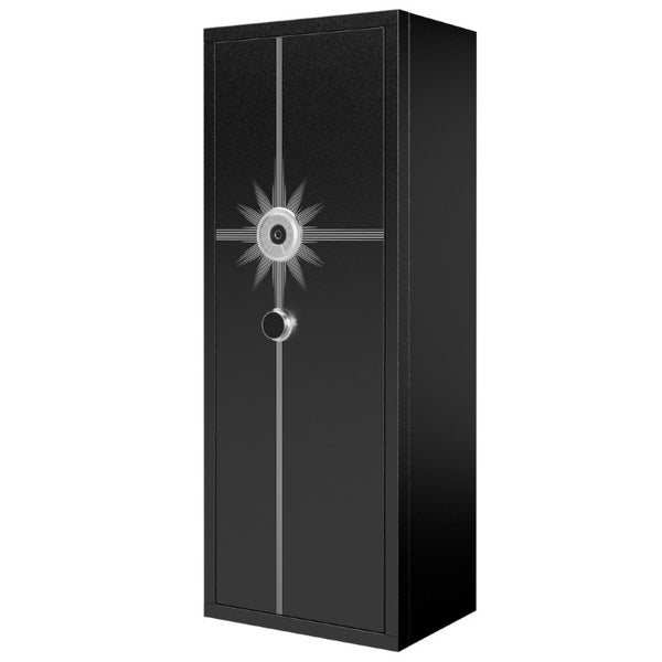 English Elm 8 Gun Steel Security Cabinet with Biometric Access Adjustable Racks and Alarm System T2398P565486