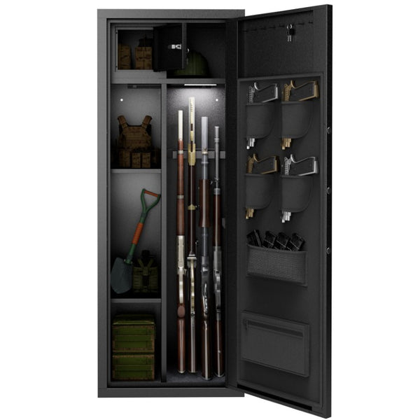 English Elm 8 Gun Steel Security Cabinet with Biometric Access Adjustable Racks and Alarm System T2398P565486