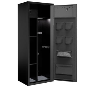 English Elm 8 Gun Steel Security Cabinet with Biometric Access Adjustable Racks and Alarm System T2398P565486