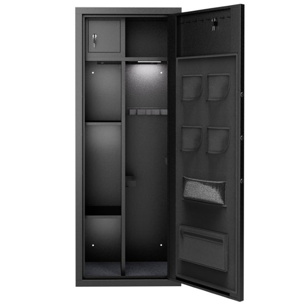 English Elm 8 Gun Steel Security Cabinet with Biometric Access Adjustable Racks and Alarm System T2398P565486