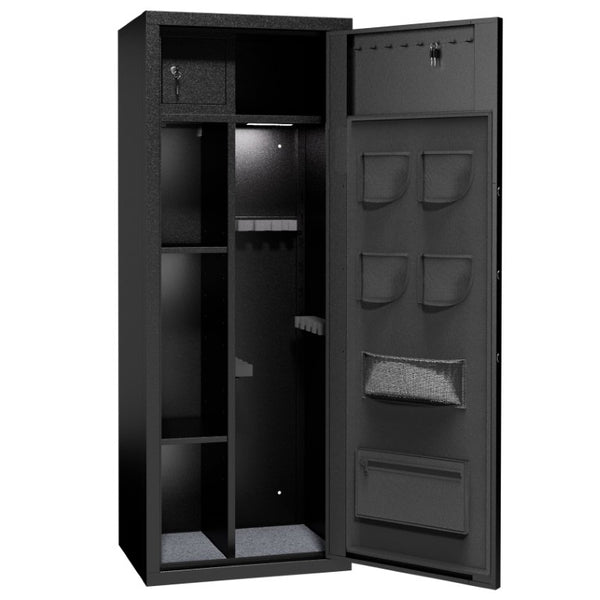 English Elm 8 Gun Steel Security Cabinet with Biometric Access Adjustable Racks and Alarm System T2398P565486