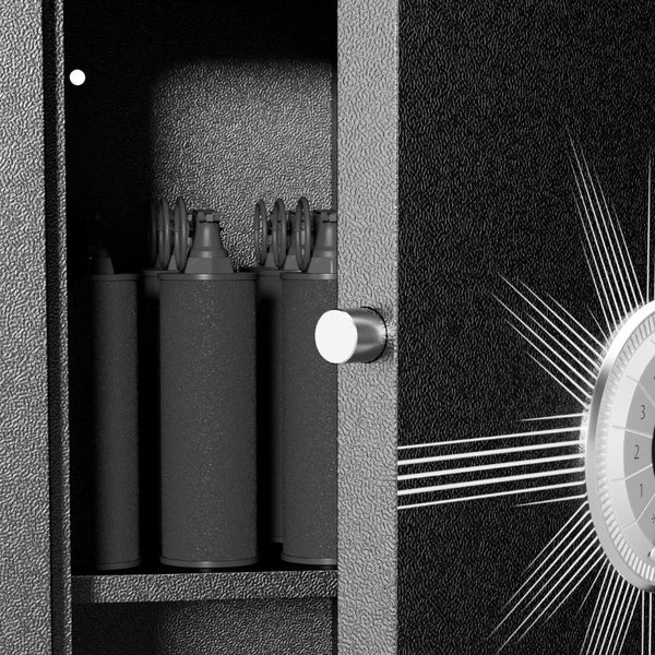 English Elm 8 Gun Steel Security Cabinet with Biometric Access Adjustable Racks and Alarm System T2398P565486