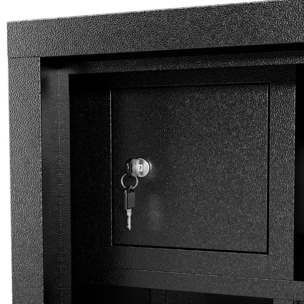 English Elm 8 Gun Steel Security Cabinet with Biometric Access Adjustable Racks and Alarm System T2398P565486