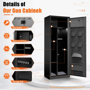 English Elm 8 Gun Steel Security Cabinet with Biometric Access Adjustable Racks and Alarm System T2398P565486
