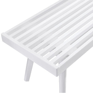 English Elm Larwich Slatted Pine Entryway Bench White Farmhouse Style Tapered Leg Solid Wood T2574P160499