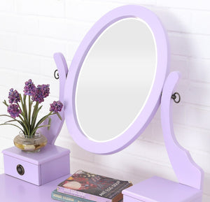 English Elm Moniys Wood Makeup Vanity Set with Oval Mirror Three Drawers and Upholstered Stool T2574P163832