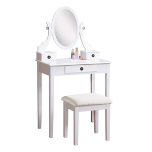 English Elm Moniys Solid Wood Makeup Vanity Set with Swivel Mirror Padded Stool and Three Drawers T2574P163835