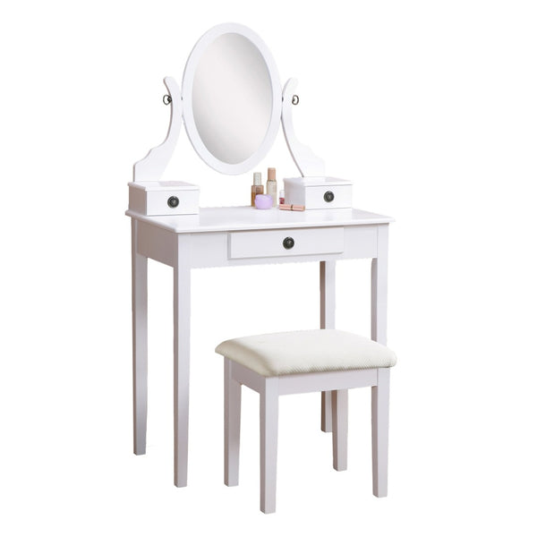 English Elm Moniys Solid Wood Makeup Vanity Set with Swivel Mirror Padded Stool and Three Drawers T2574P163835