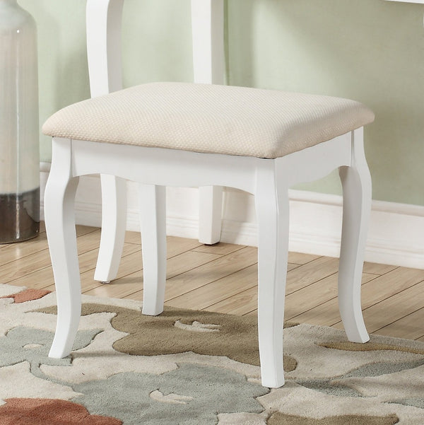 English Elm Ashley Solid Wood Makeup Vanity Set with Tri Mirror Five Drawers and Upholstered Stool White T2574P163837