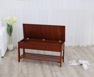 English Elm Quality Solid Wood Entryway Bench with Lift Top Hidden Compartment for Organized Living Cherry T2574P163840
