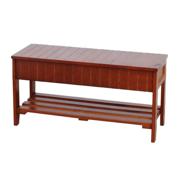 English Elm Quality Solid Wood Entryway Bench with Lift Top Hidden Compartment for Organized Living Cherry T2574P163840