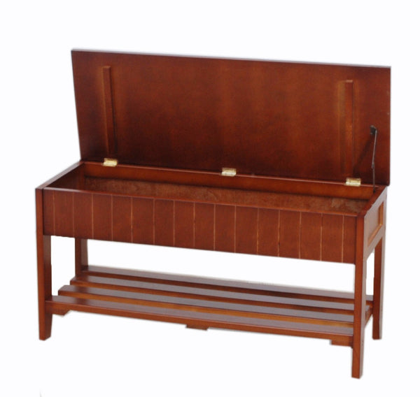 English Elm Quality Solid Wood Entryway Bench with Lift Top Hidden Compartment for Organized Living Cherry T2574P163840