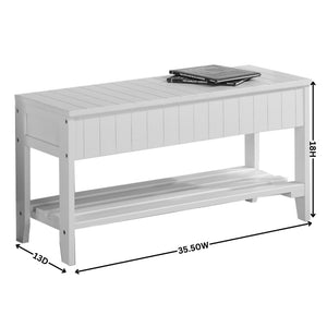 English Elm Quality Solid Wood Entryway Bench with Lift Top Hidden Compartment for Organized Living White T2574P163841