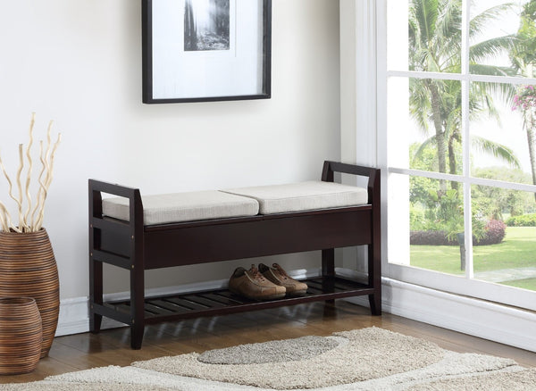 English Elm Vannes Espresso Pine Entryway Bench with Dual Lift Top Seats and Hidden Shoe Storage T2574P164222