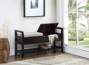 English Elm Vannes Espresso Pine Entryway Bench with Dual Lift Top Seats and Hidden Shoe Storage T2574P164222