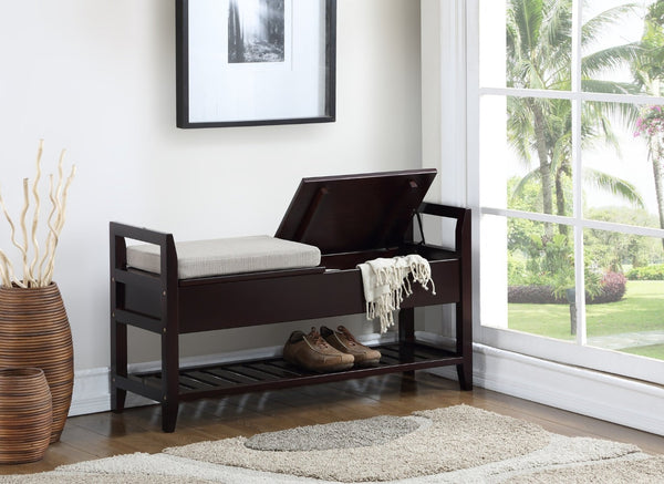 English Elm Vannes Espresso Pine Entryway Bench with Dual Lift Top Seats and Hidden Shoe Storage T2574P164222