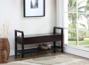 English Elm Vannes Espresso Pine Entryway Bench with Dual Lift Top Seats and Hidden Shoe Storage T2574P164222