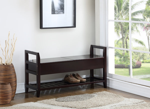 English Elm Vannes Espresso Pine Entryway Bench with Dual Lift Top Seats and Hidden Shoe Storage T2574P164222