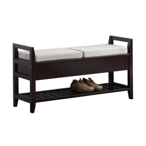 English Elm Vannes Espresso Pine Entryway Bench with Dual Lift Top Seats and Hidden Shoe Storage T2574P164222